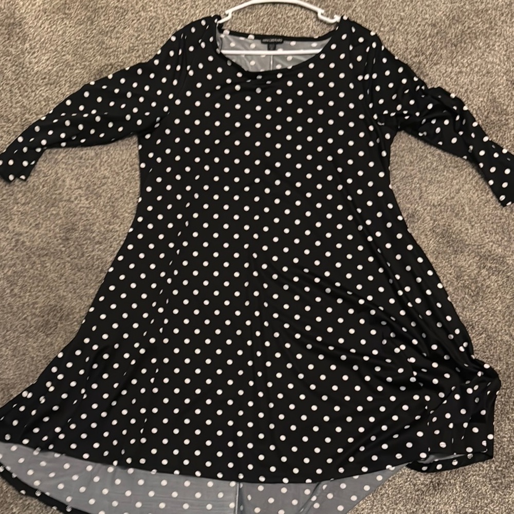 Nina Leonard Black and White Ruffled Tiered Dress
